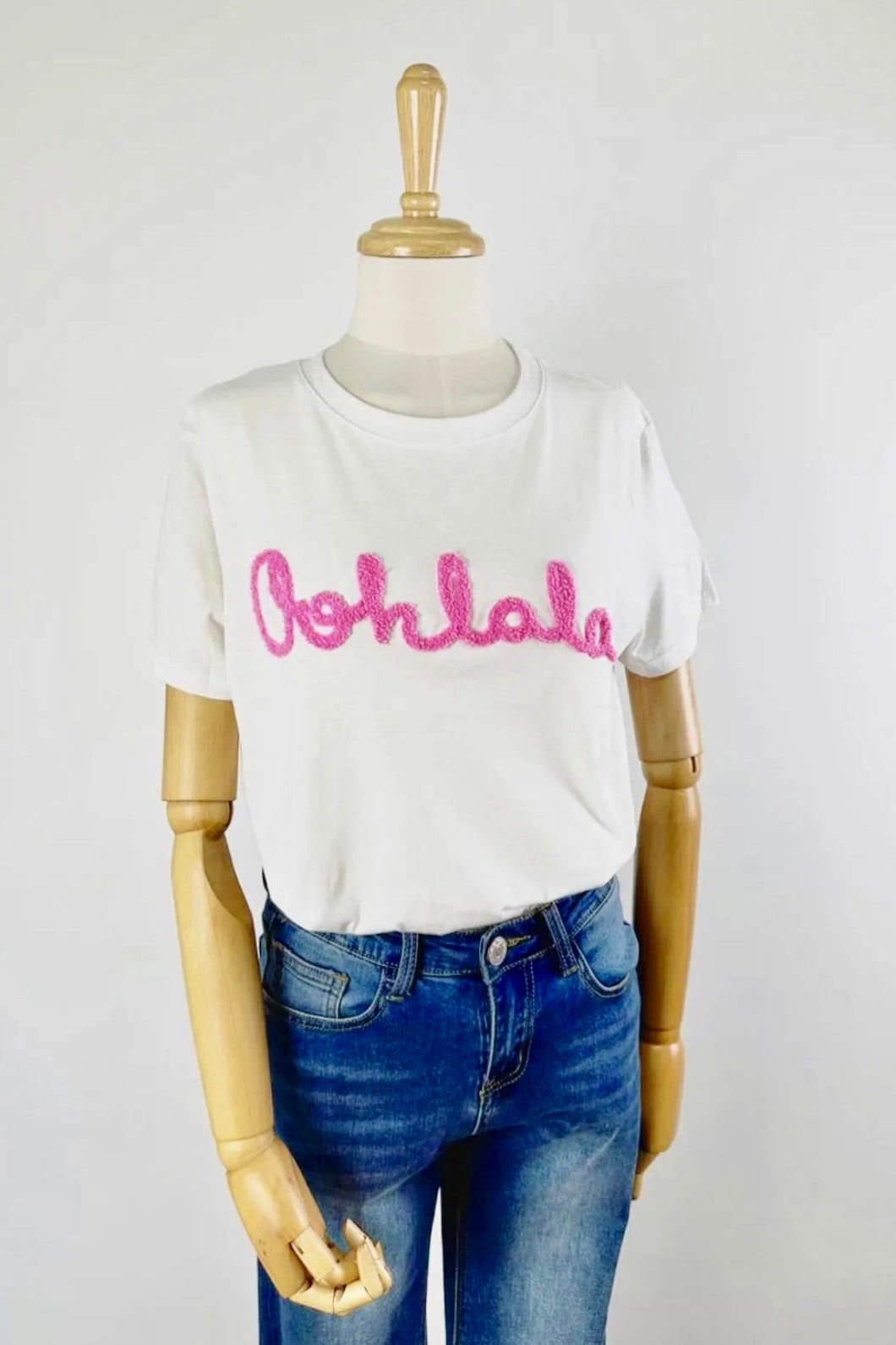 Ooh La La T Shirt | White x Pink