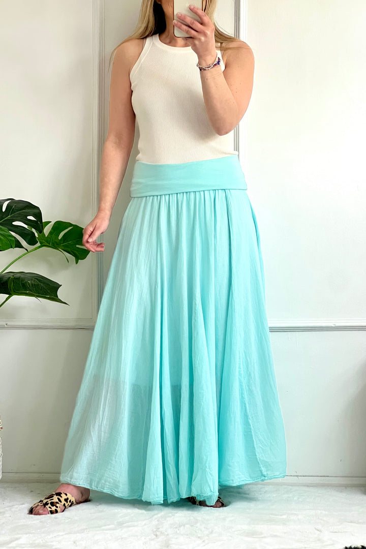 Antibes Cotton Maxi Skirt | Turquoise