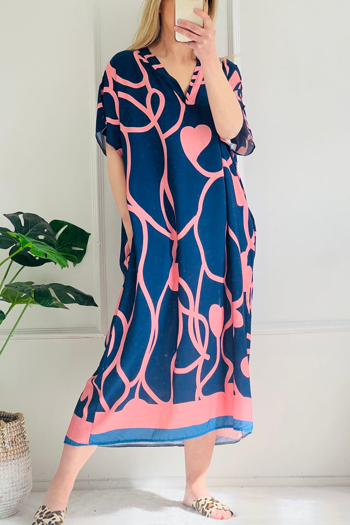 Zoey Dress | Navy x Pink