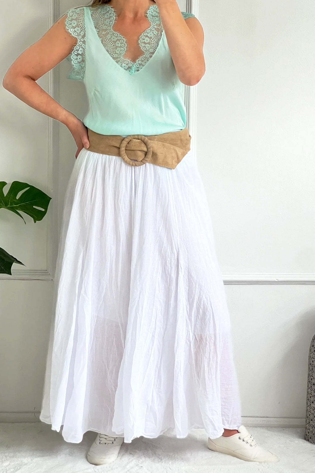 Antibes Cotton Maxi Skirt | White