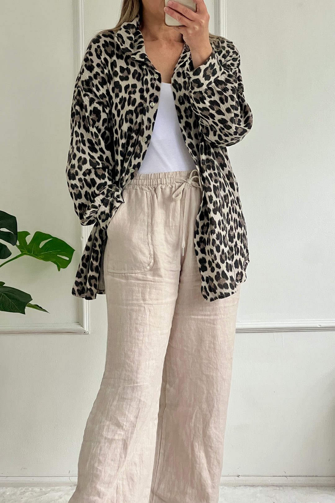 Sia Cotton Oversize Blouse | Leopard Print