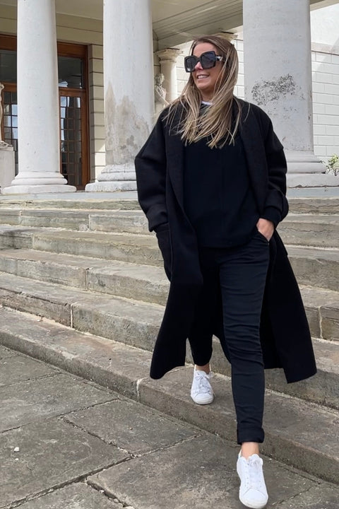 Kiera Patch Pocket Coat | Black