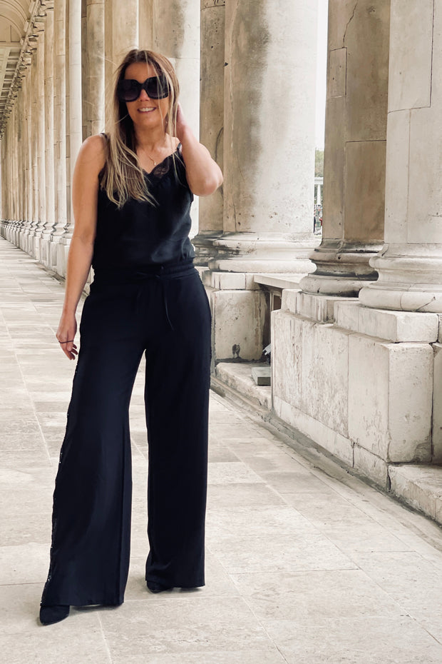Kris Sequin Side Stripe Trousers | Black