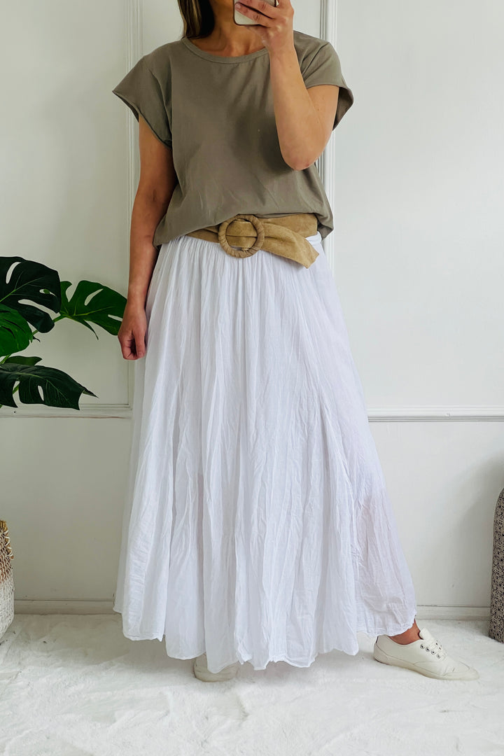 Antibes Cotton Maxi Skirt | White