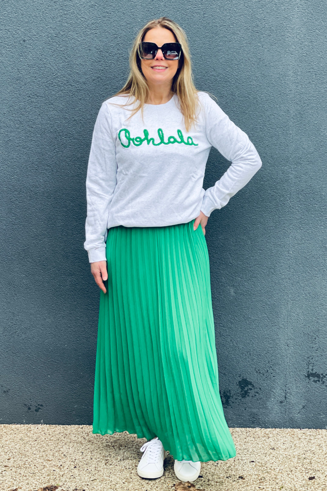 Pleated Maxi Skirt | Emerald Green