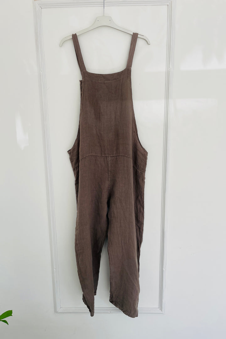 Edith Linen Dungaree | Mocha