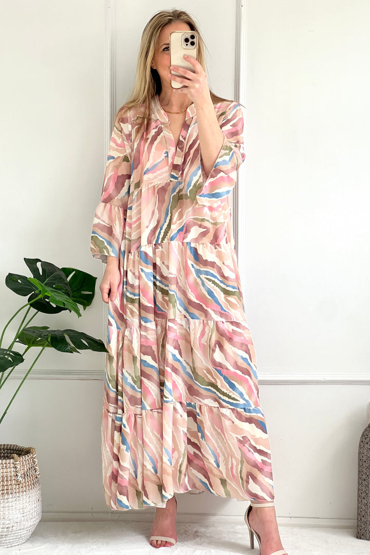 Erin Abstract Floral Maxi Dress | Taupes