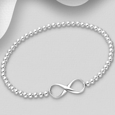 925 Silver Bead Bracelet | Infinity Charm