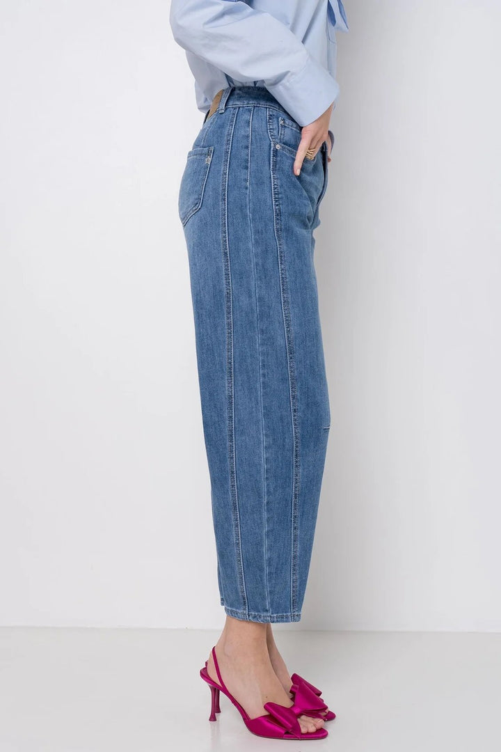 Erin Barrel Leg Denim Jeans | Mid Wash