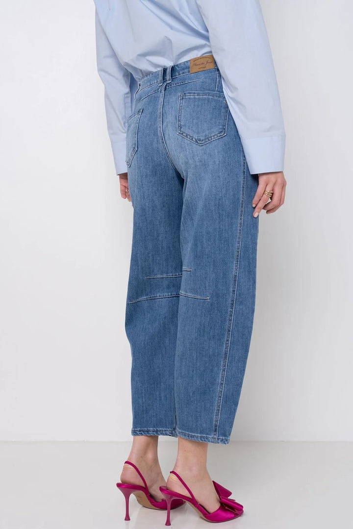 Erin Barrel Leg Denim Jeans | Mid Wash