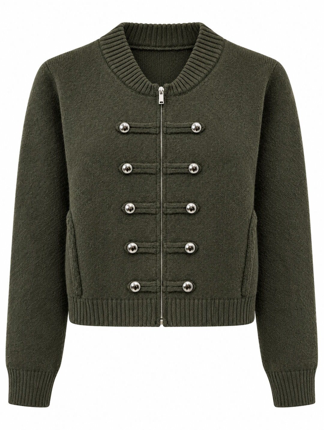 Tasmin Military Khaki Zip Cardigan