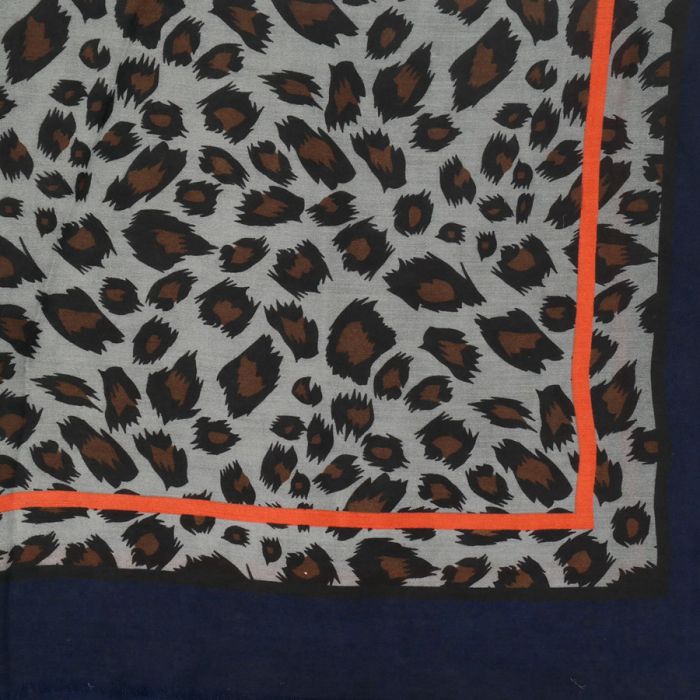Leo Print with Orange Border Scarf