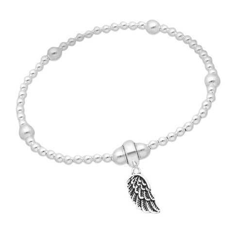 925 Silver Bead Bracelet | Angel Wing