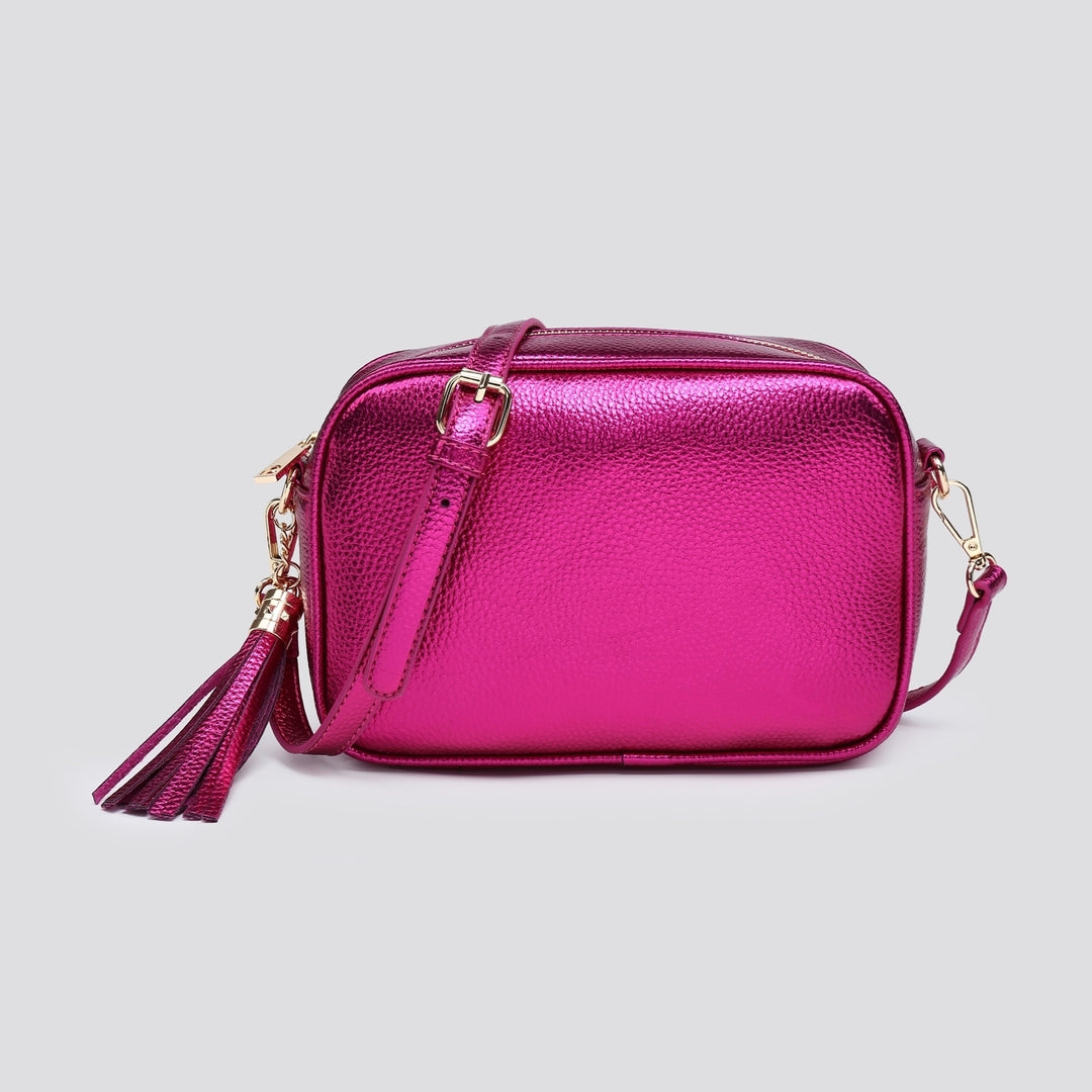 Camera Crossbody Bag | Metallic Disco Pink
