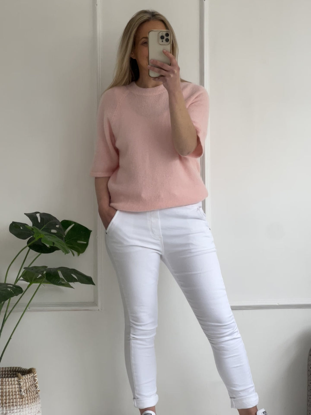 Charlotte Crew Knit Jumper | Pastel Pink