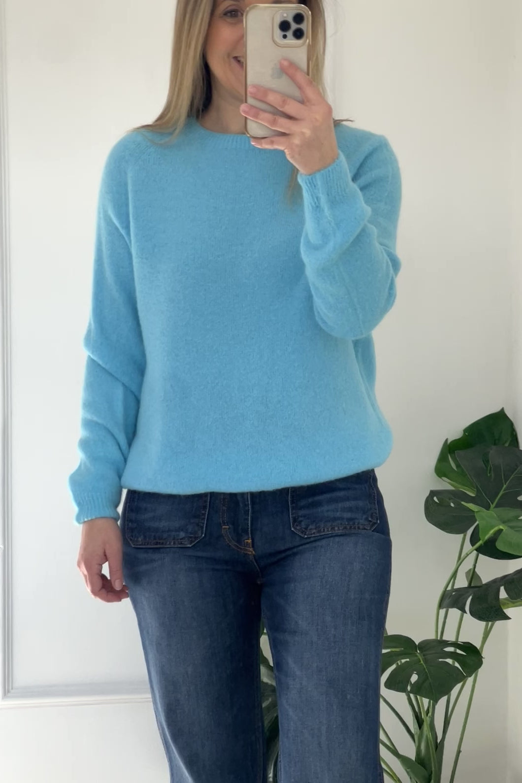 Flossie Crew Knit Jumper| Turquoise