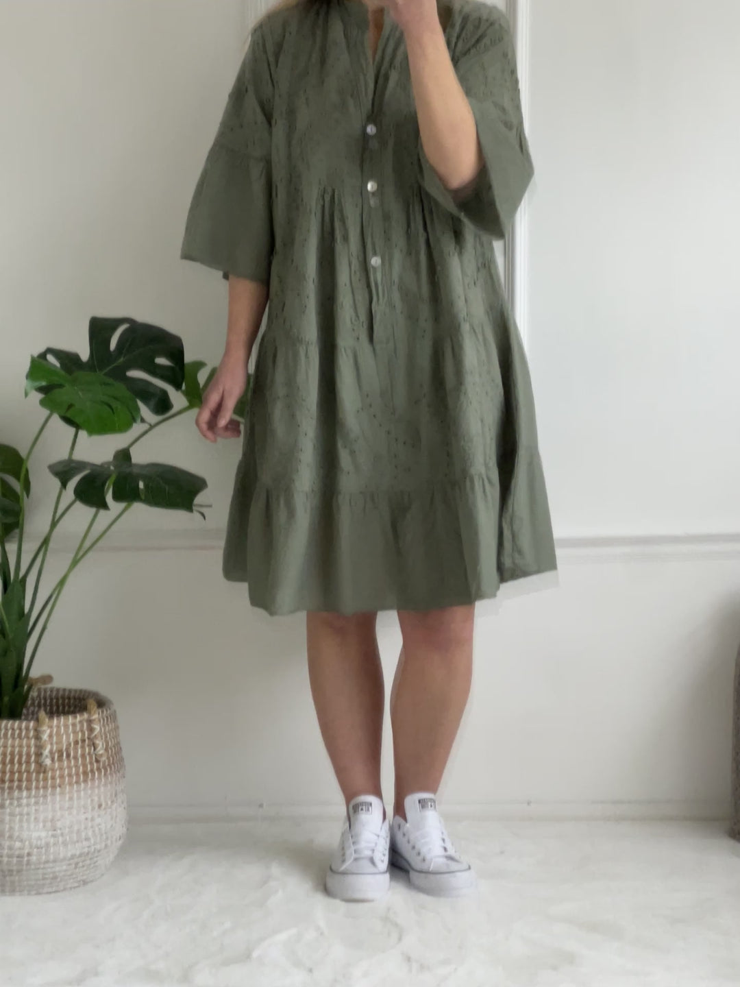 Diane Broderie Dress | Khaki