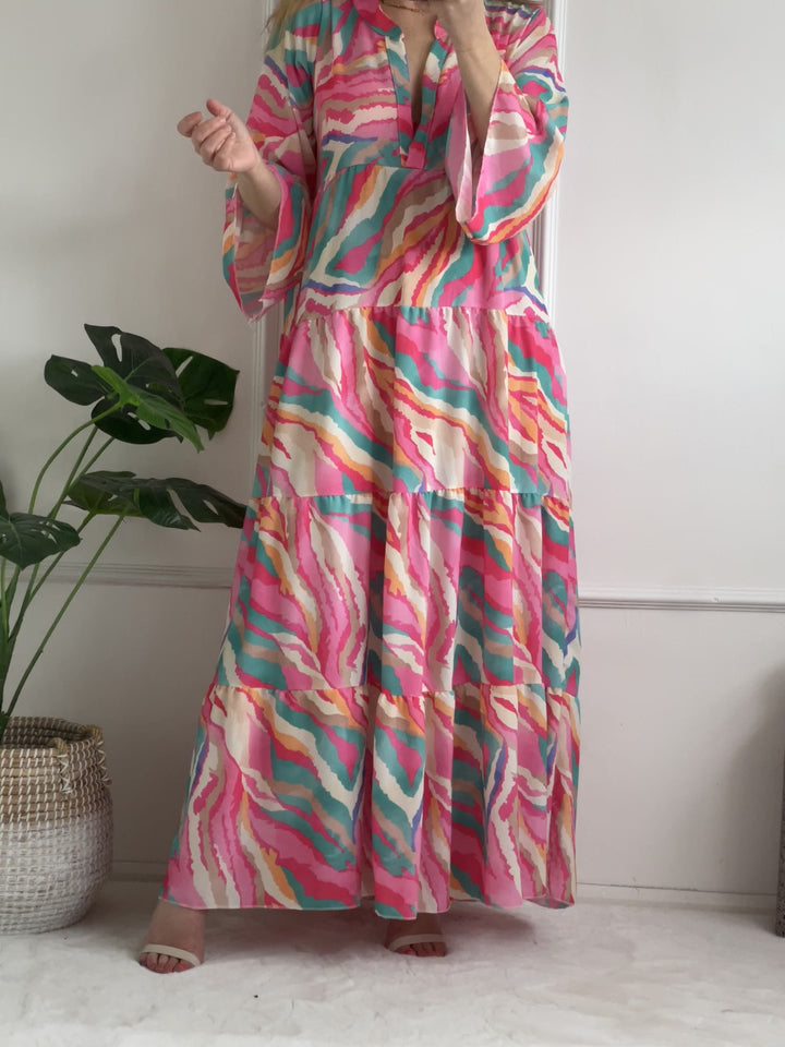 Erin Abstract Floral Maxi Dress | Pinks