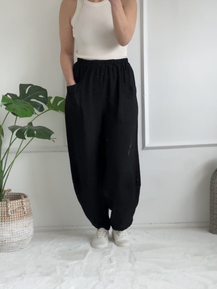 Gabriella Linen Trousers | Black