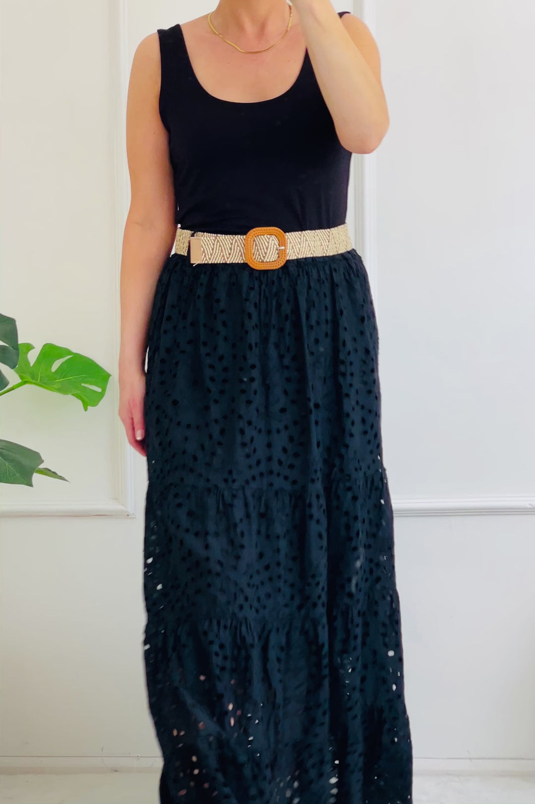 Marbella Broderie Maxi Skirt | Black