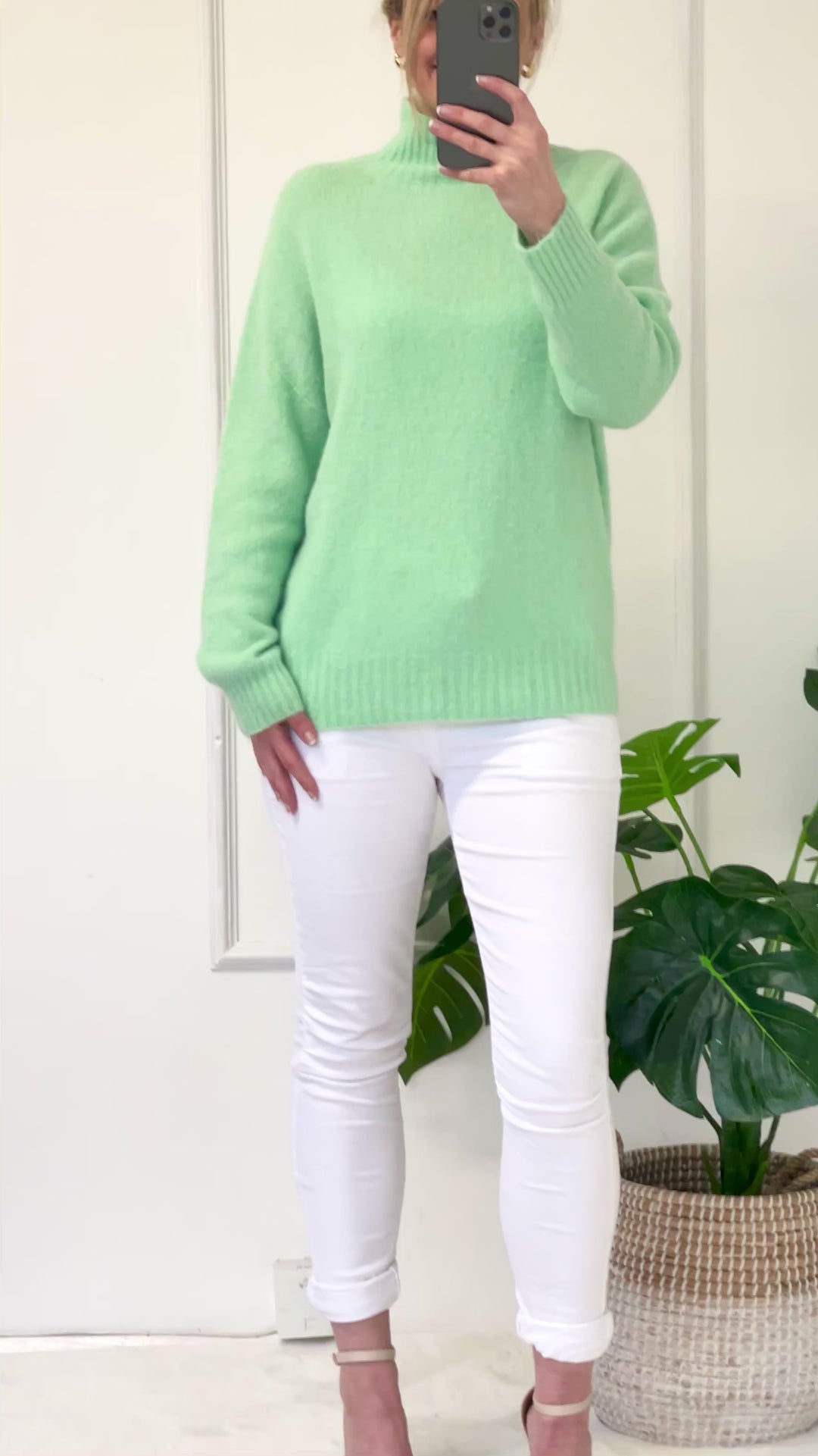 Connie Funnel Neck Knit Jumper| Spring Mint