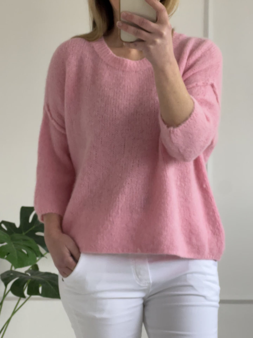 Isabella Boxy Knit Jumper | Pastel Pink
