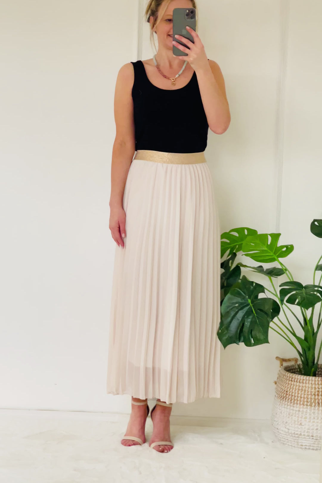 Pleated Maxi Skirt | Cream