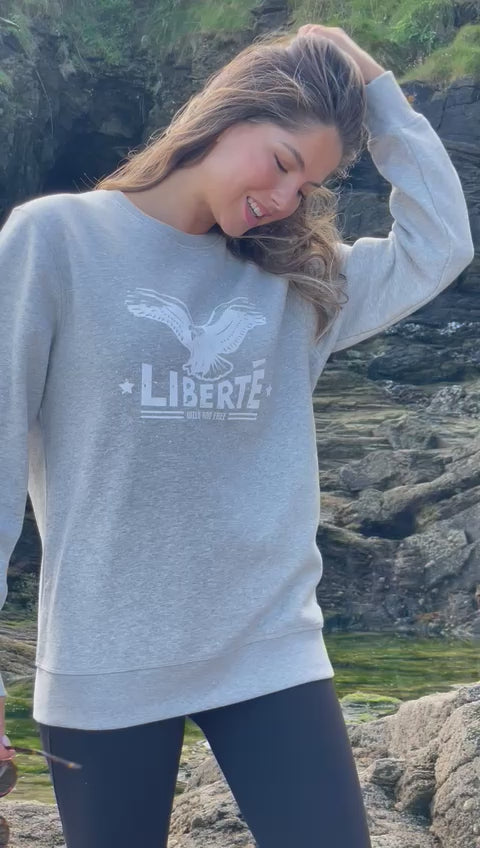 Liberte Organic Sweatshirt | Grey x White