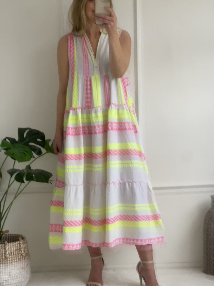 Zante Dress | Neon Pink x Yellow