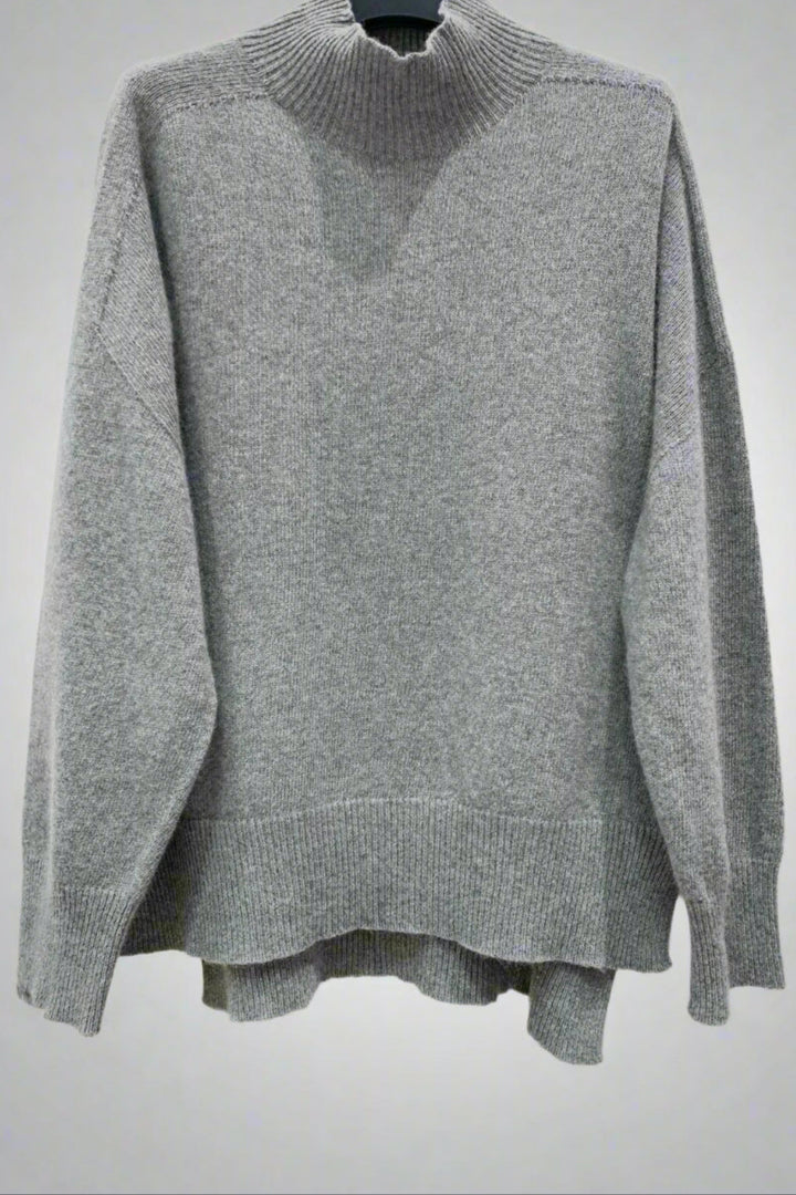 Delphine Cashmere Blend Funnel Knit | Grey