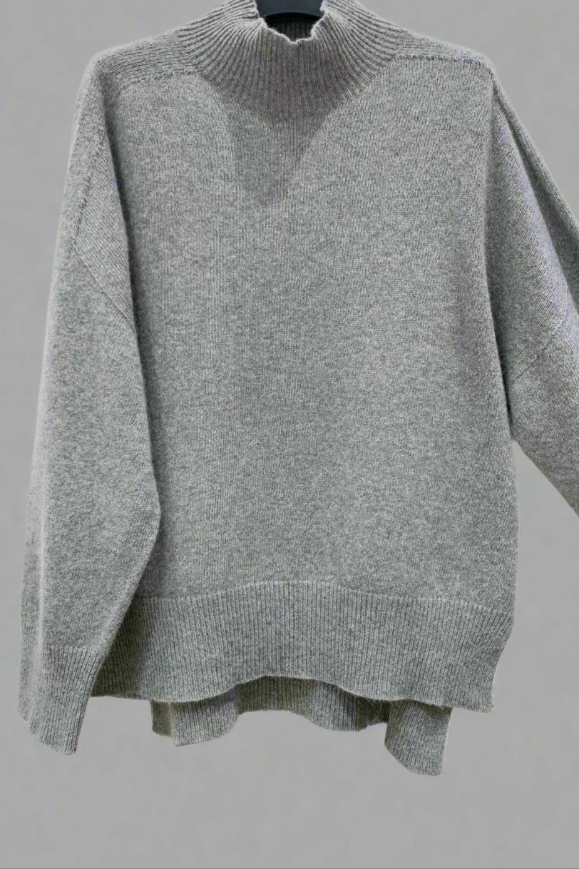 Delphine Cashmere Blend Funnel Knit | Grey