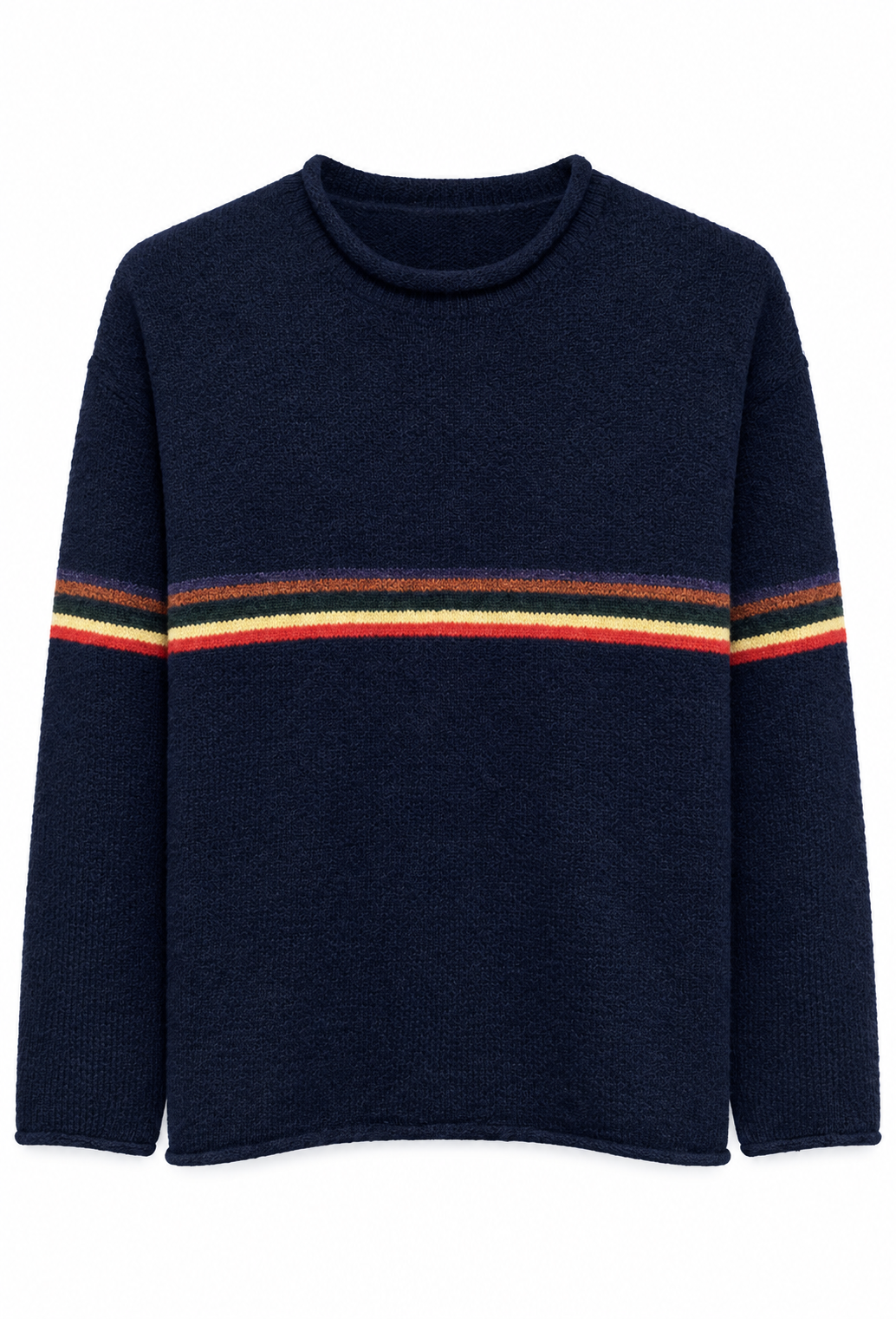 Meeka Rainbow Stripe Navy Jumper