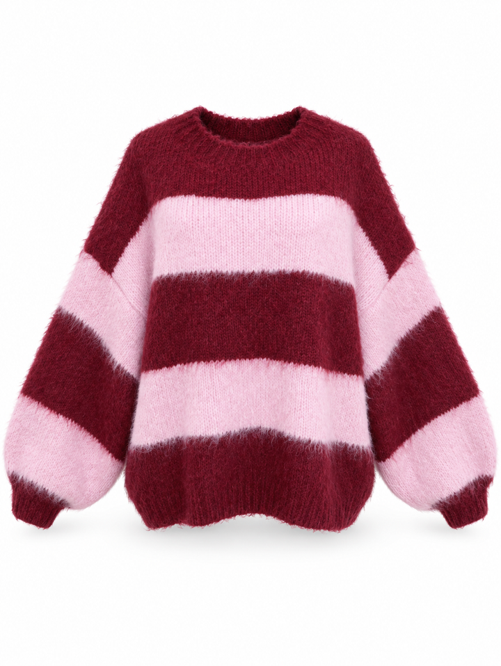 Breda Chunky Stripe Jumper (Burgundy & Pink)