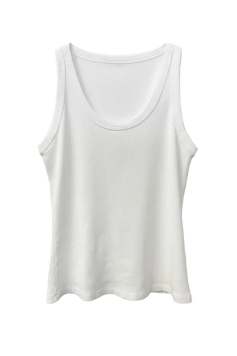 Cara Fine Rib Vest Top (Chocolate, Navy, Cream or Black)