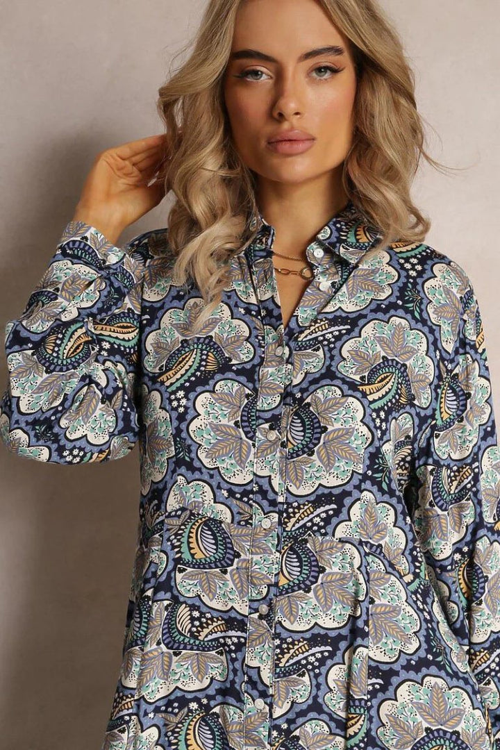 Anneka Print Shirt Dress | Navy