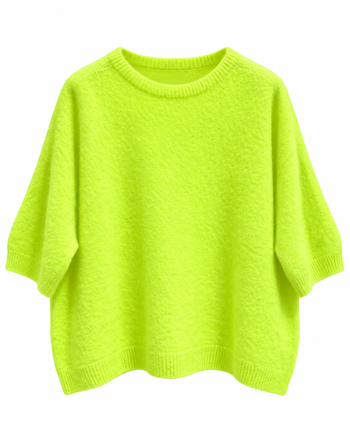 Sophia Neon Yellow Alpaca Blend Crew Knit Jumper