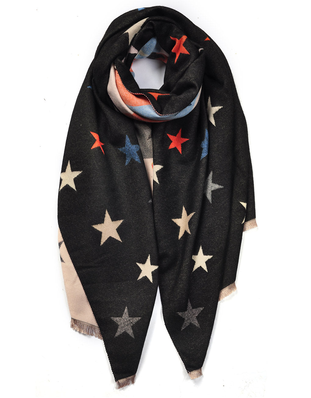 Luxury Cashmere Star Scarf | Black