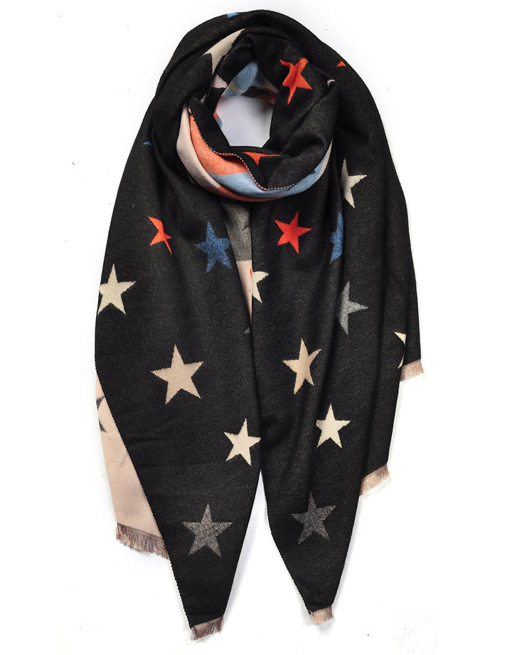 Cashmere Blend Star Scarf | Black