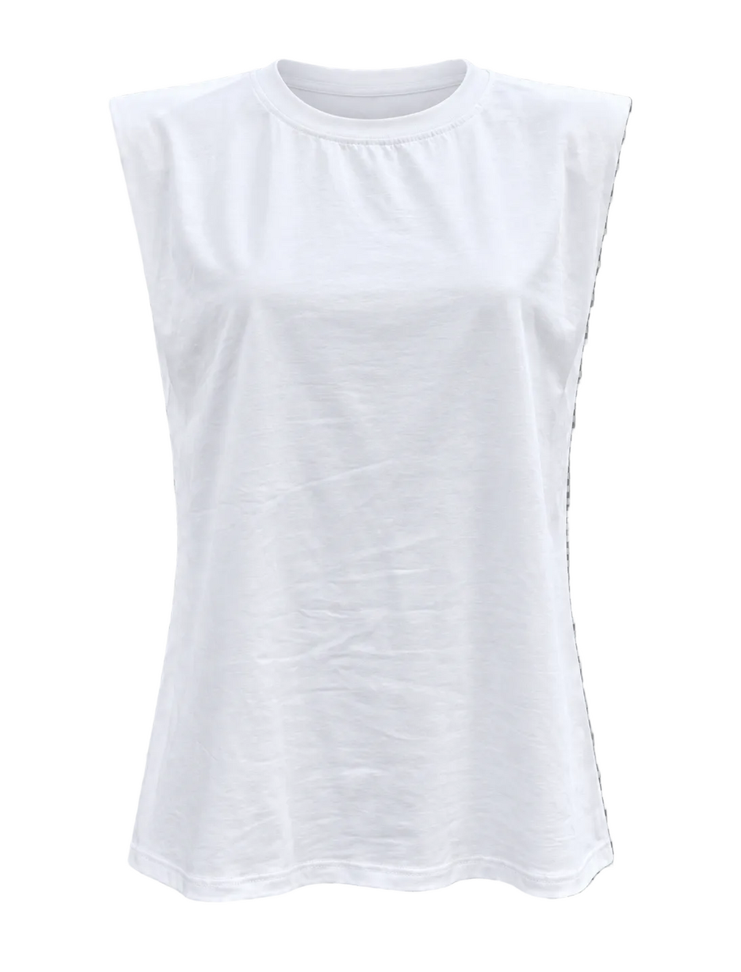Sutton Shoulder Pad Structured T Shirt (White)