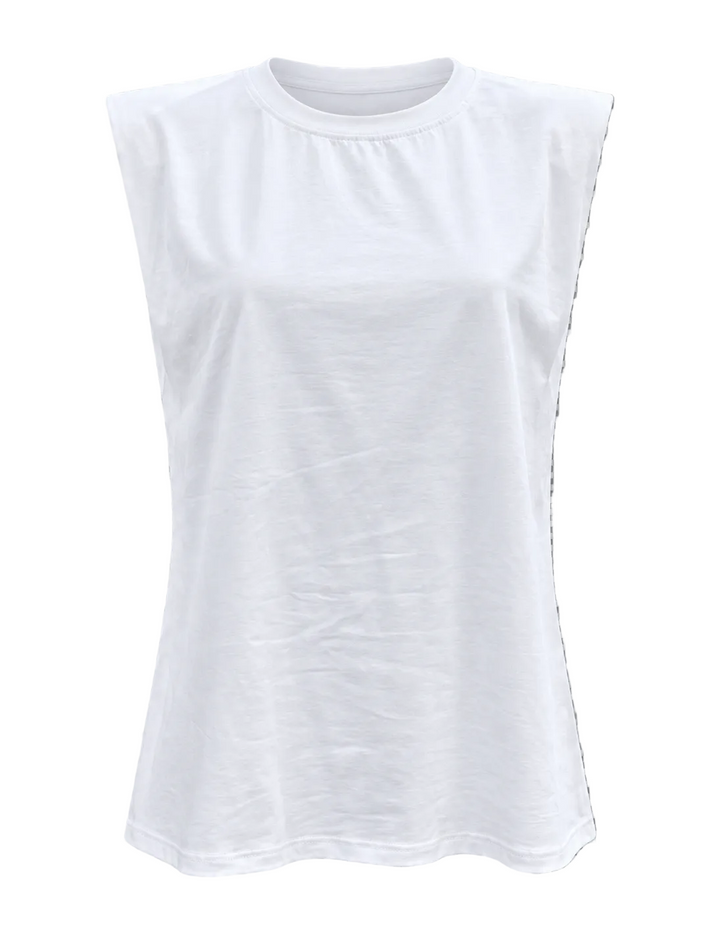 Sutton Shoulder Pad Structured T Shirt (White)