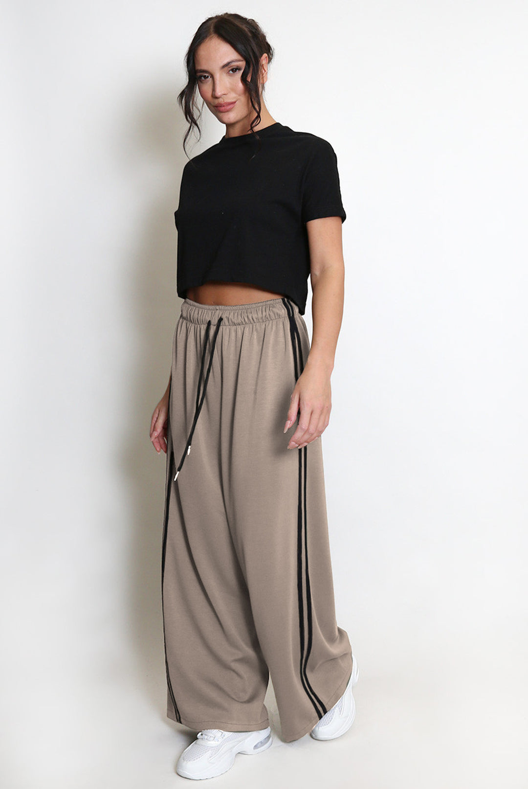 Lynda Sports Wide Leg Trousers with Side Stripe