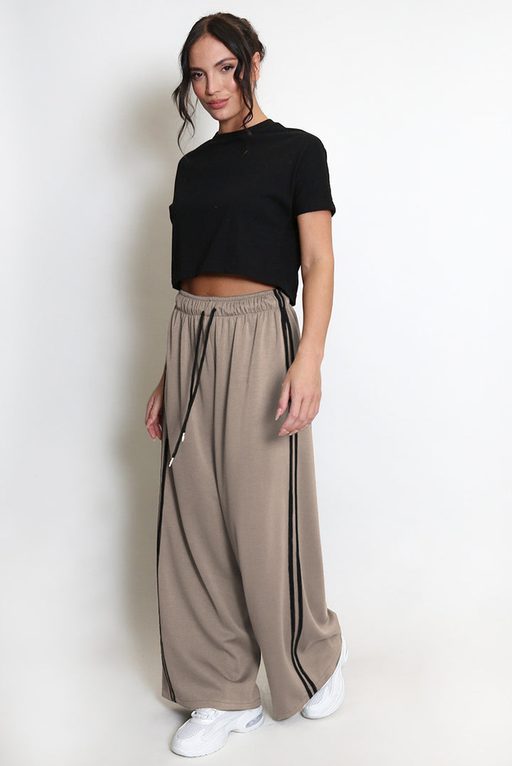 Lynda Sports Wide Leg Trousers with Side Stripe