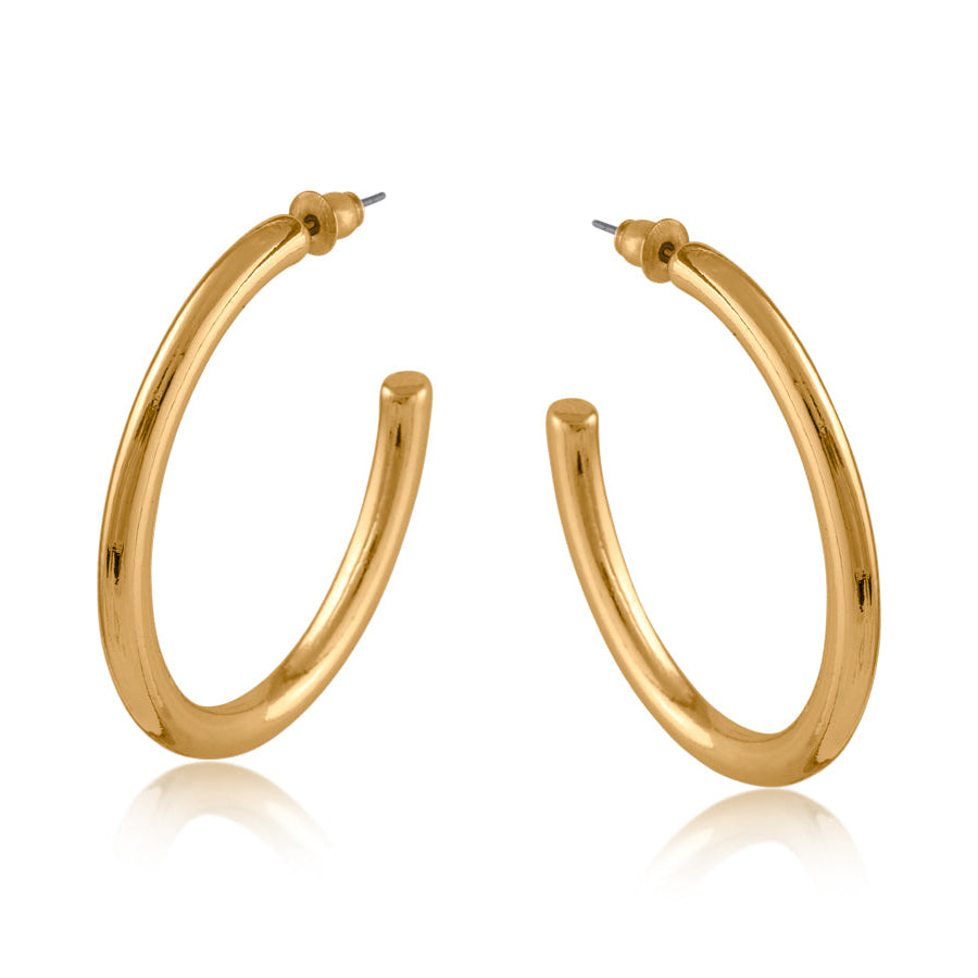 Long C Tube Hoops | Gold