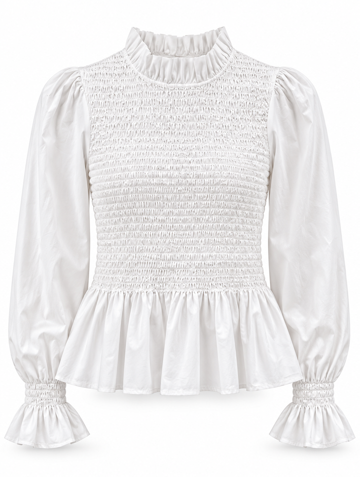 Talia Ruched Smocked Cotton Blouse