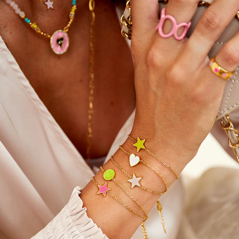 Enamel Heart Bracelet | Pastel Pink