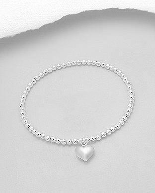 925 Silver Bracelet | Puff Heart Charm Bracelet - south of the river london