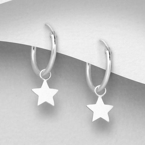 925 Silver Earrings |  Tiny Star Hoops - south of the river london