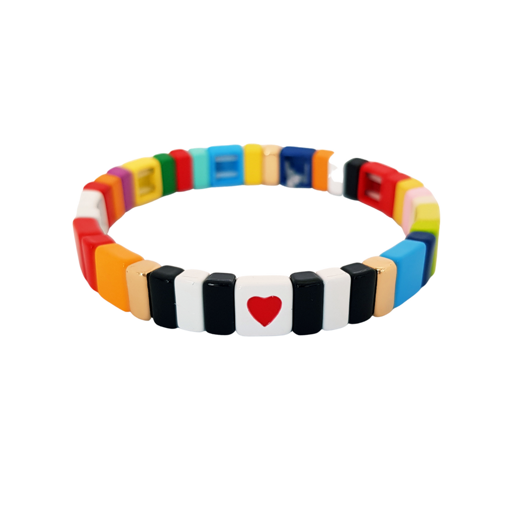 Boho Tile Bracelet | Solo Heart | Black - south of the river london