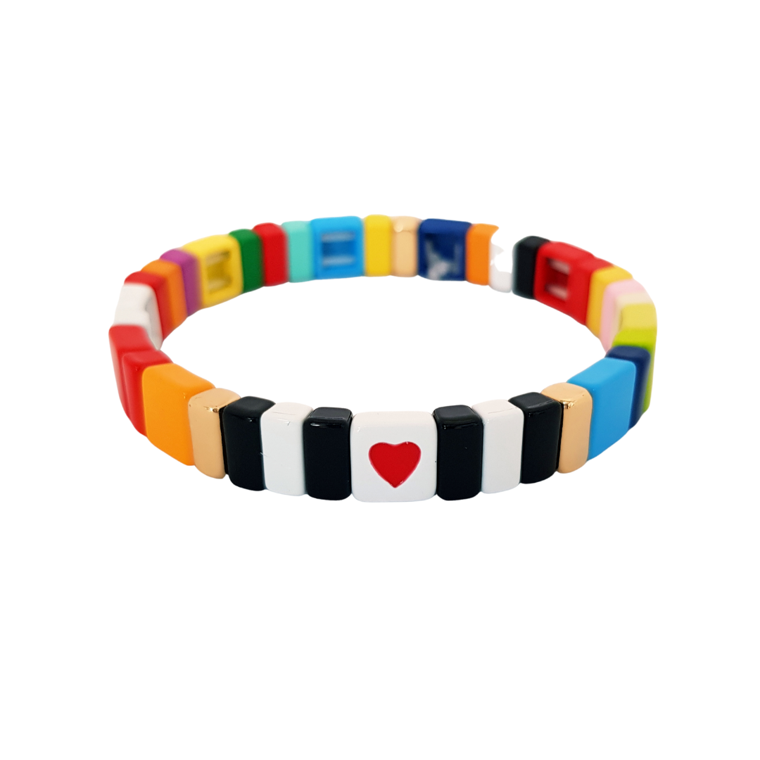 Boho Tile Bracelet | Solo Heart | Black - south of the river london