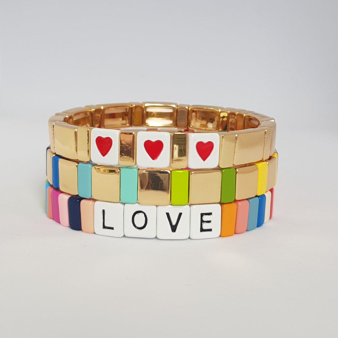 Boho Tile Bracelet | Rainbow & Gold.